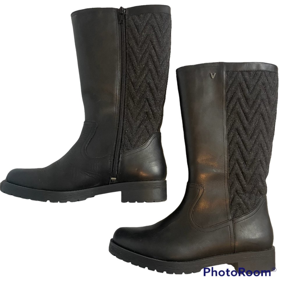 Vionic Aurora Mid Height Calf Zipper Faux Shearling Lined Boots Womens 7…